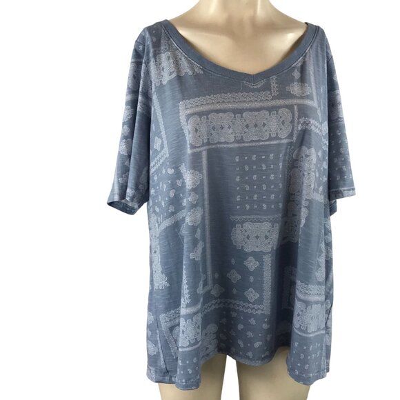 LANE BRYANT - WOMEN'S 18/20 - BLUE SHORT SLEEVE CREW NECK TEE - Picture 1 of 7